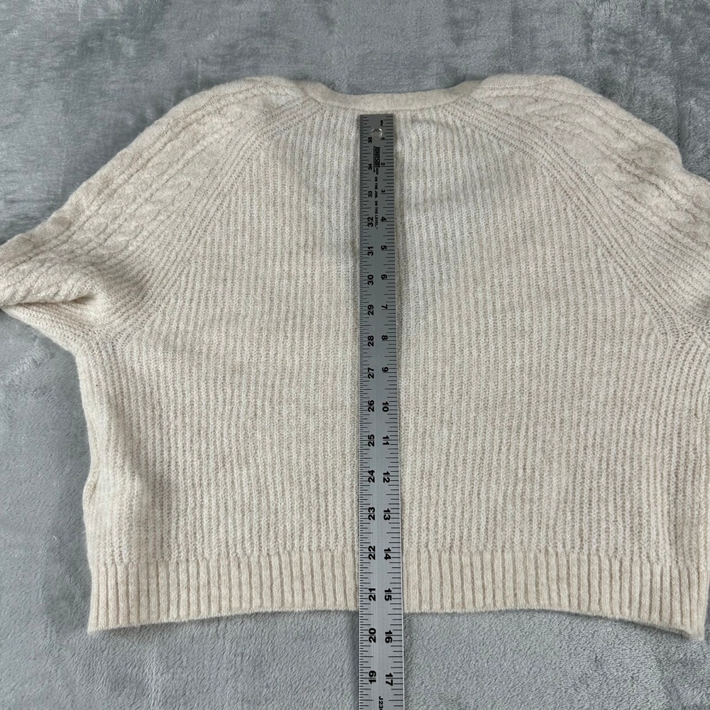 J.Crew Supersoft Cropped Cardigan Womens XS Cream Merino Alpaca Cable Knit - Picture 8 of 9